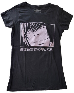 Death Note Womens S Light Yagami God New World Anime Graphic Black T-Shirt